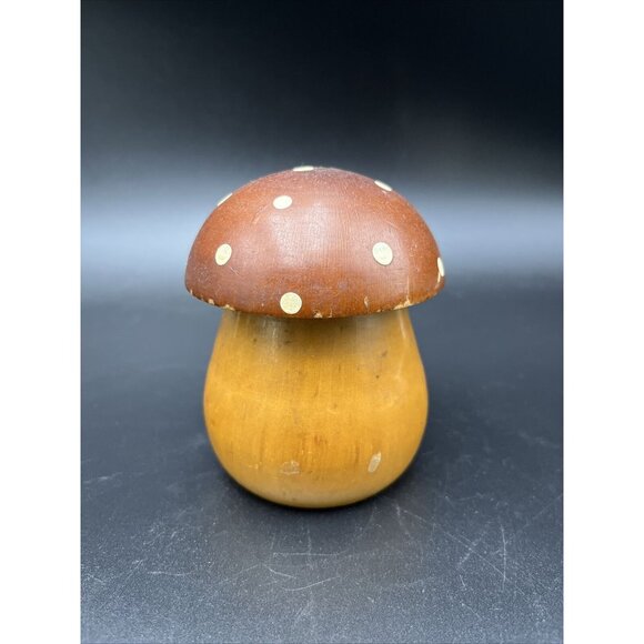 Vintage MCM Brown Wooden Toadstool Mushroom Bank Made in France - Picture 2 of 10